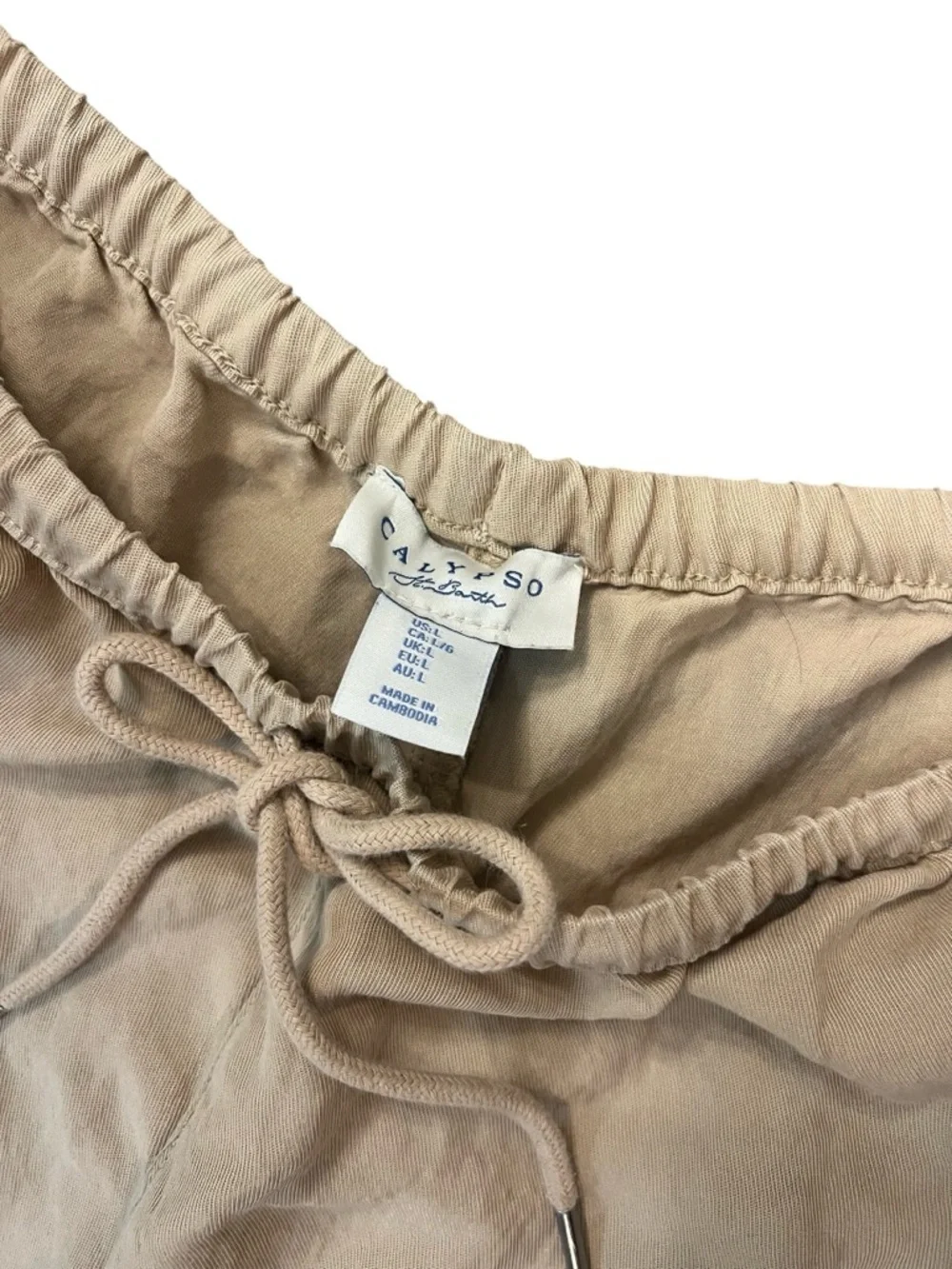 Calypso St. Barth Wide-Leg Drawstring Pants in Soft Cream - Picture 2 of 7